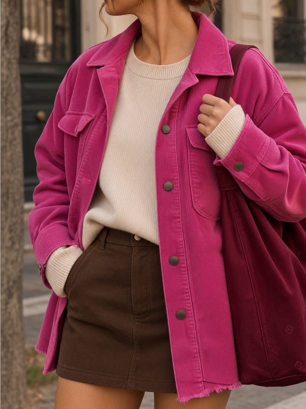 Zara Utility Corduroy jacket Pink Size S